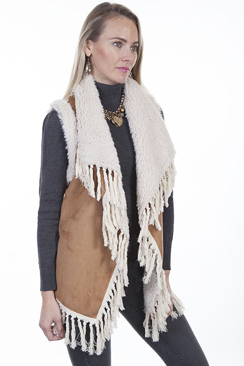 (image for) Faux fur vest with faux shearling collar